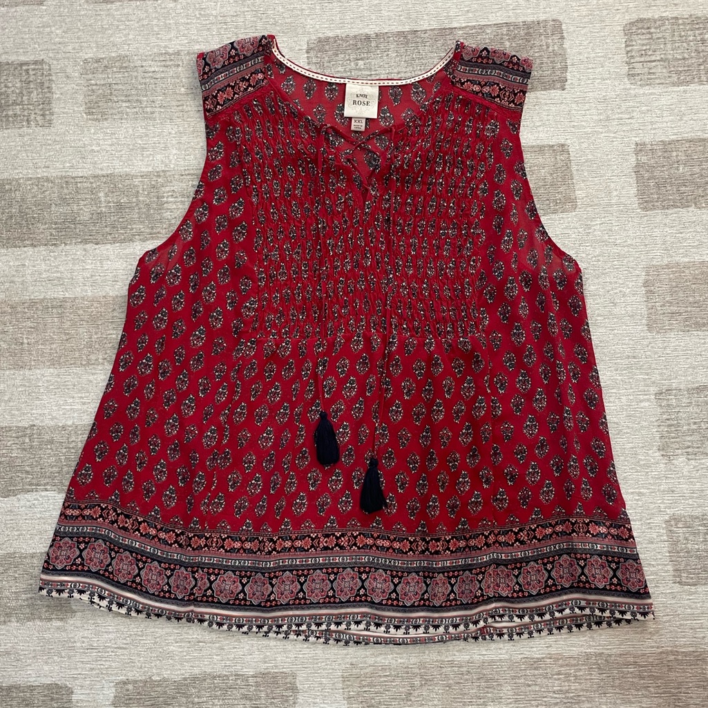 Knox Rose Red Paisley Sleeveless Top Size Xxl